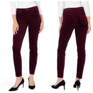 Kut From The Kloth Burgundy Diana Stretch Corduroy Skinny Pants Size 2